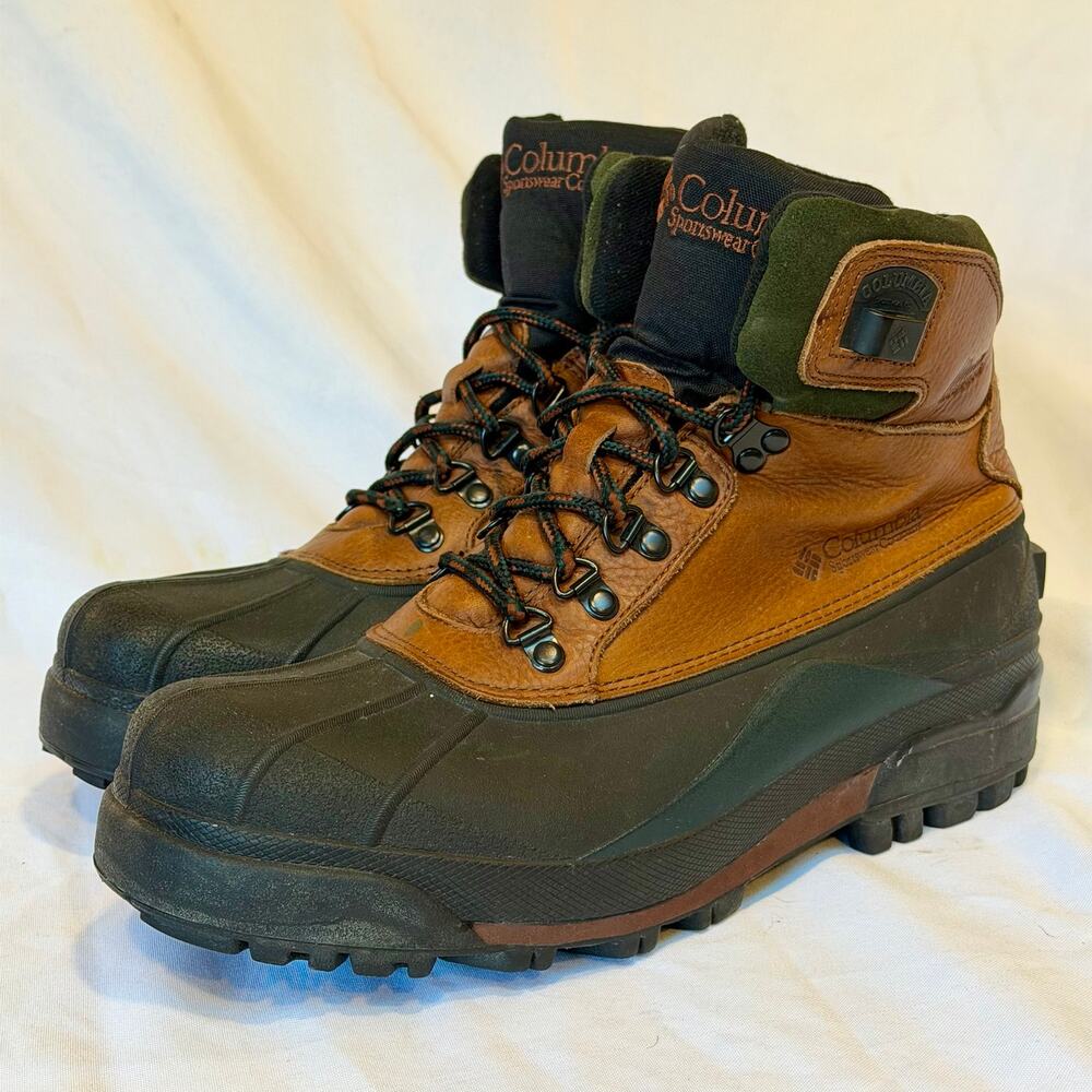 Columbia Bugabootoo High Winter Boots Mens 12 Brown Leather Waterproof Insulated
